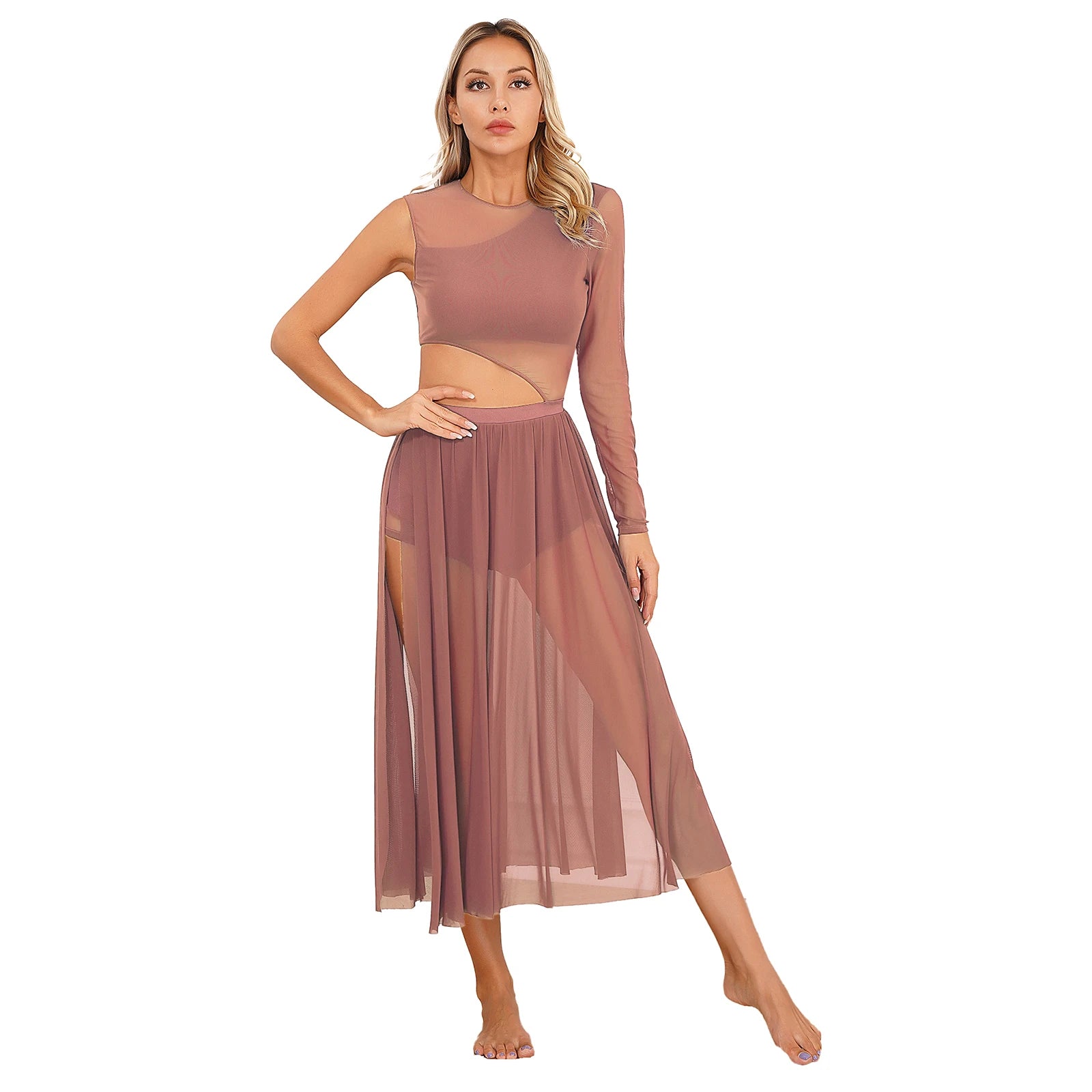 Women One Shoulder Long Sleeve Ballet Dance