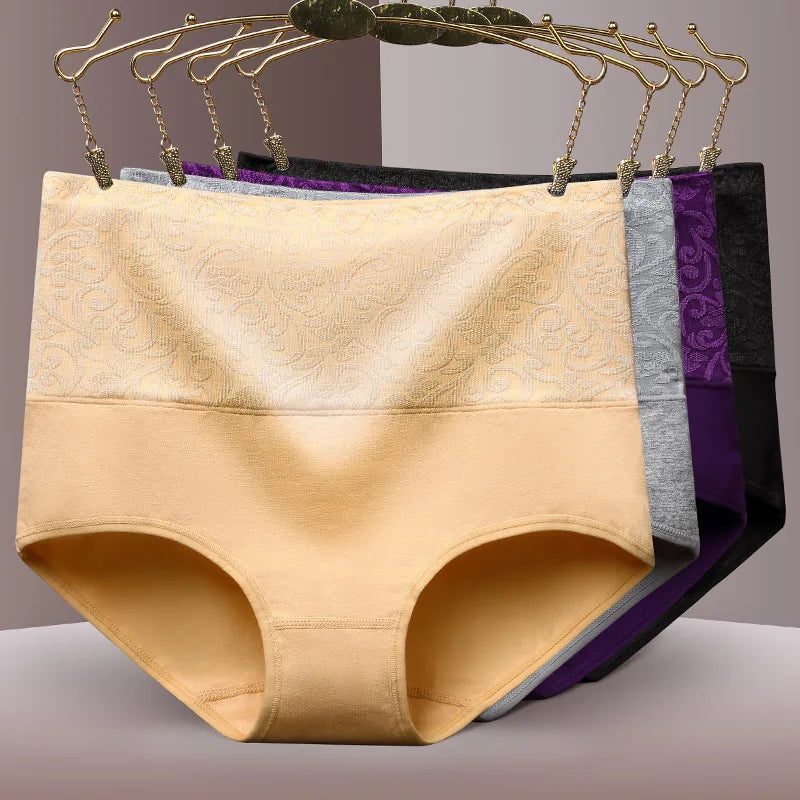 3Pcs/Lot Plus Size Underwear Women High Waist Women's Cotton Brief