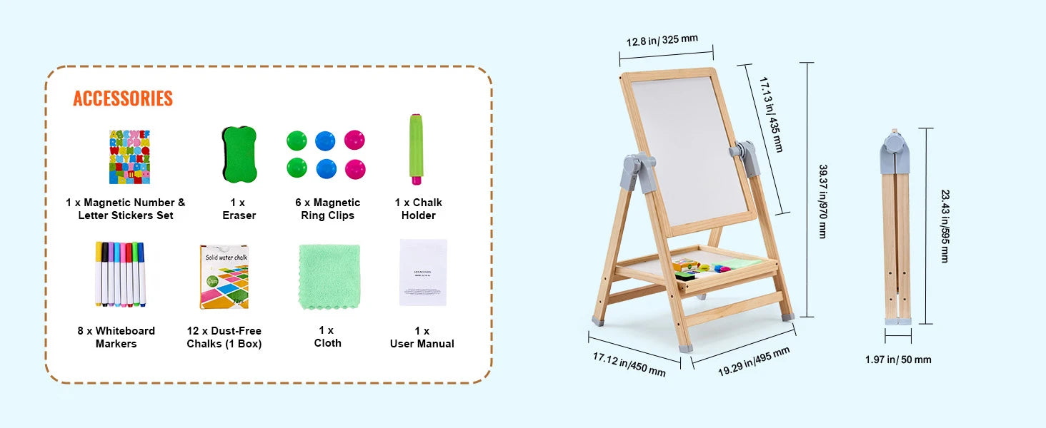 SucceBuy Standing Magnetic Drawing Board WordPad Art Easel with Painting Accessories Children Educational Toys for Kids Girl Boy
