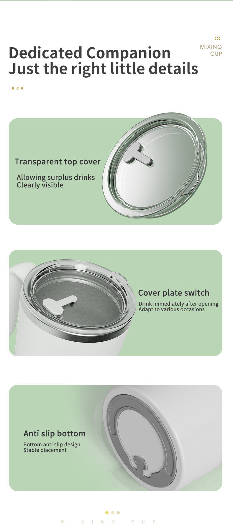 White Portable Automatic Mixing Coffee Cup - Stainless Steel Magnetic Stirrer(No handle)-1