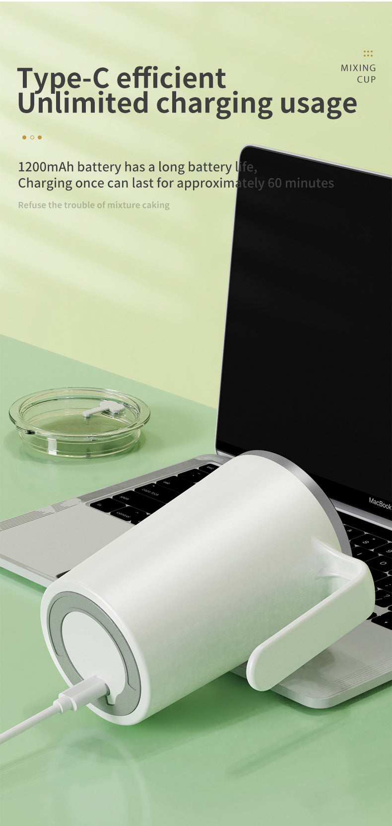 White Portable Automatic Mixing Coffee Cup - Stainless Steel Magnetic Stirrer(No handle)-2