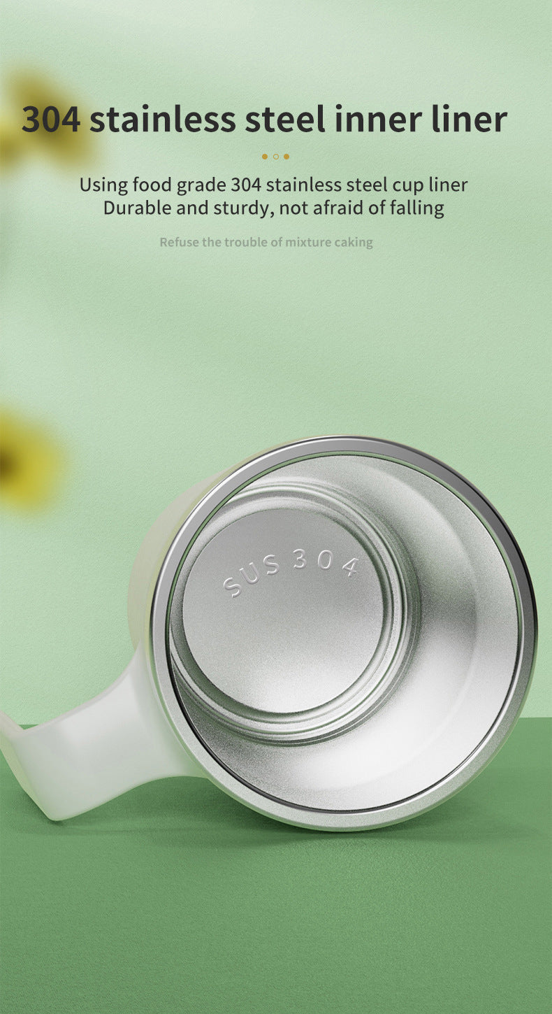 White Portable Automatic Mixing Coffee Cup - Stainless Steel Magnetic Stirrer(No handle)-3