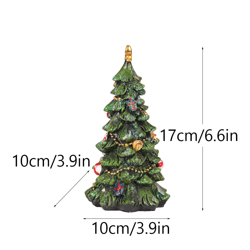 Miniature Decorated Christmas Tree Tabletop Ornament - Holiday Village Display Decoration(green)-0