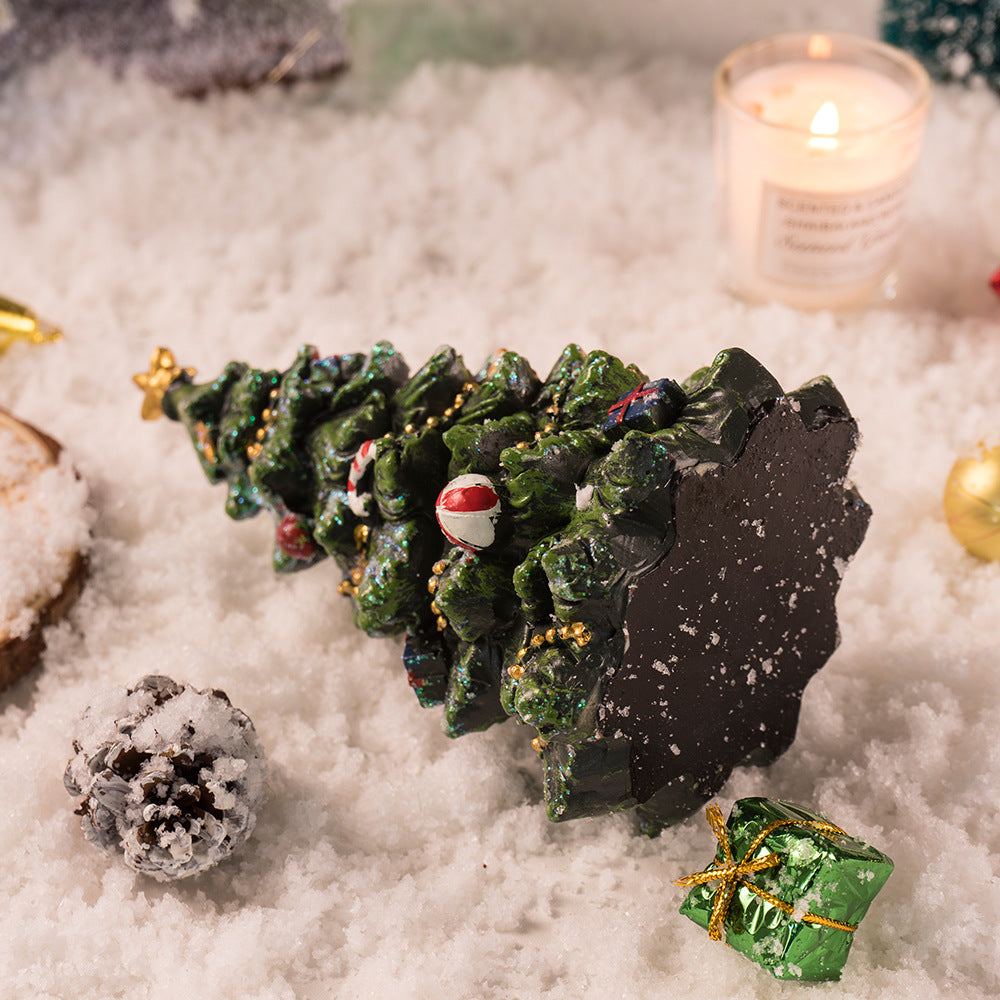 Miniature Decorated Christmas Tree Tabletop Ornament - Holiday Village Display Decoration(green)-4