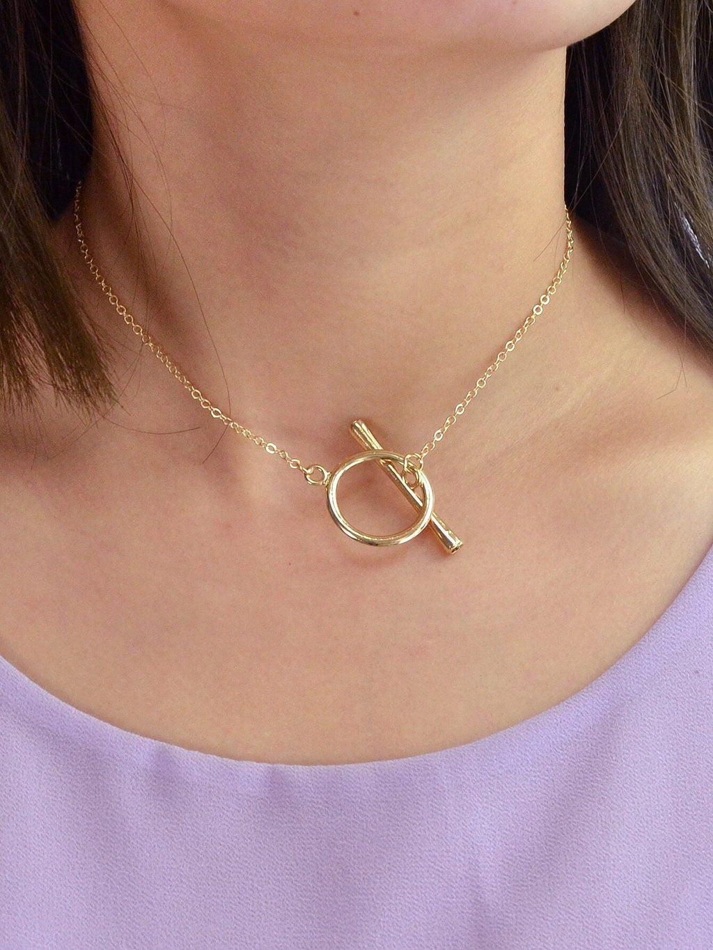 Minimalist Gold Silver Chain Bar Circle 90s Choker Necklace Collar Accessories-0