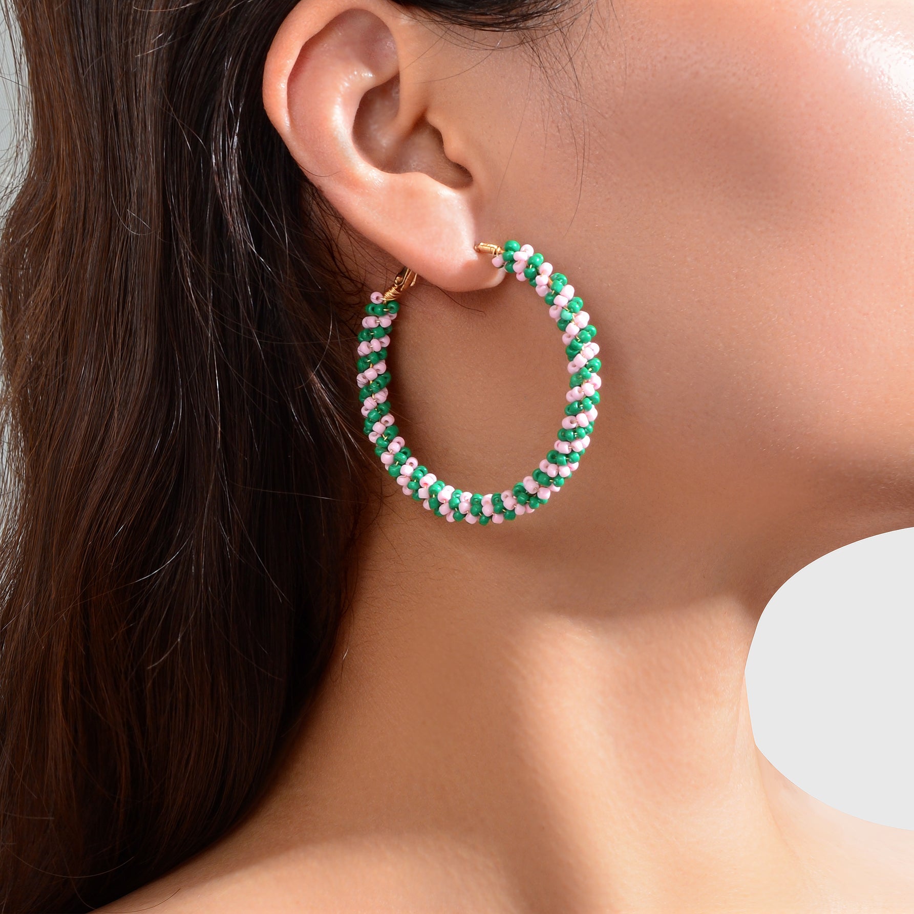 Boho Sweet Colourful Seed Beads Handmade Circle Hoop Earrings for Women Holiday-7