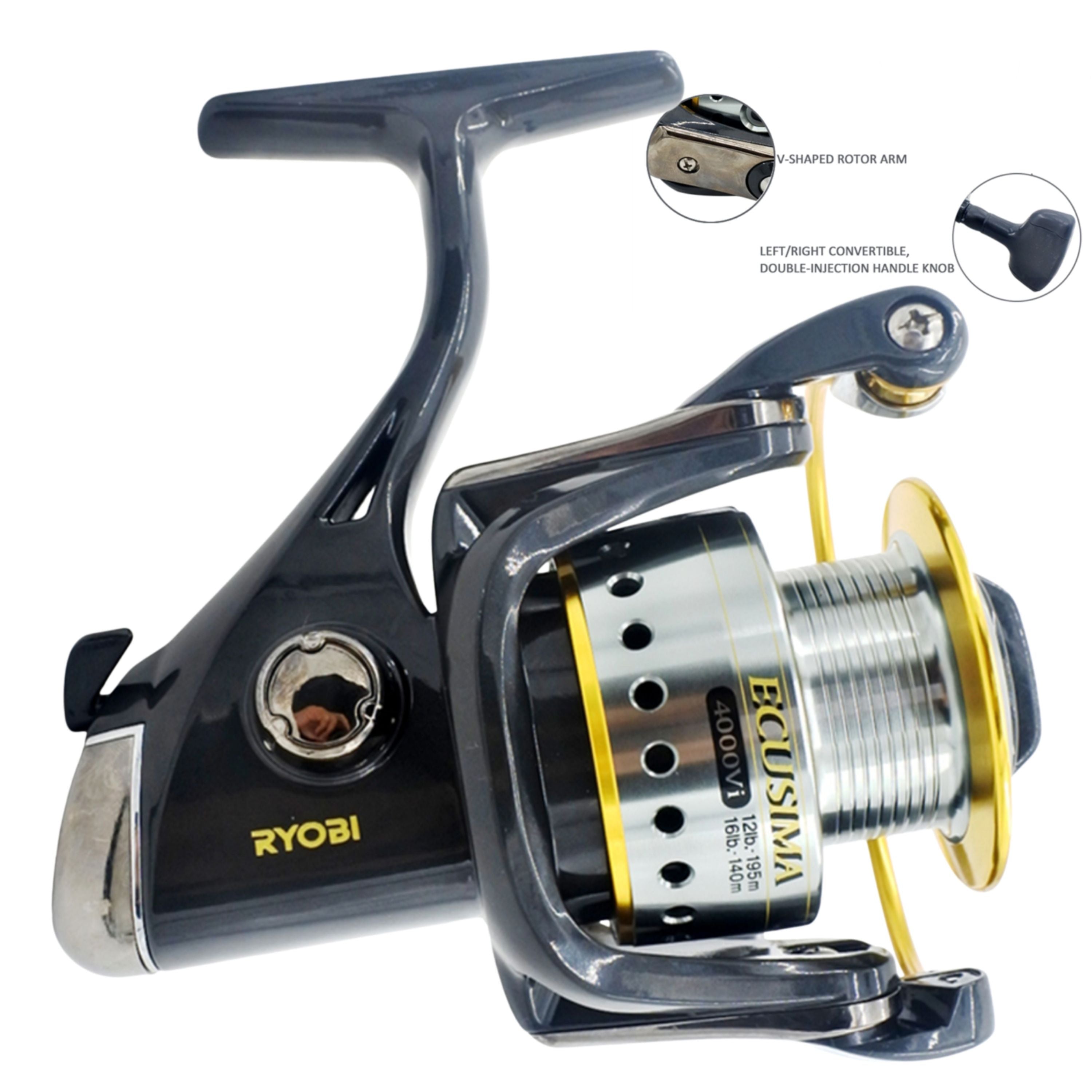 Ryobi Ecusima 2000 Spinning Reel, 5:1:1 Fast Retrieve 4+1 BB-3