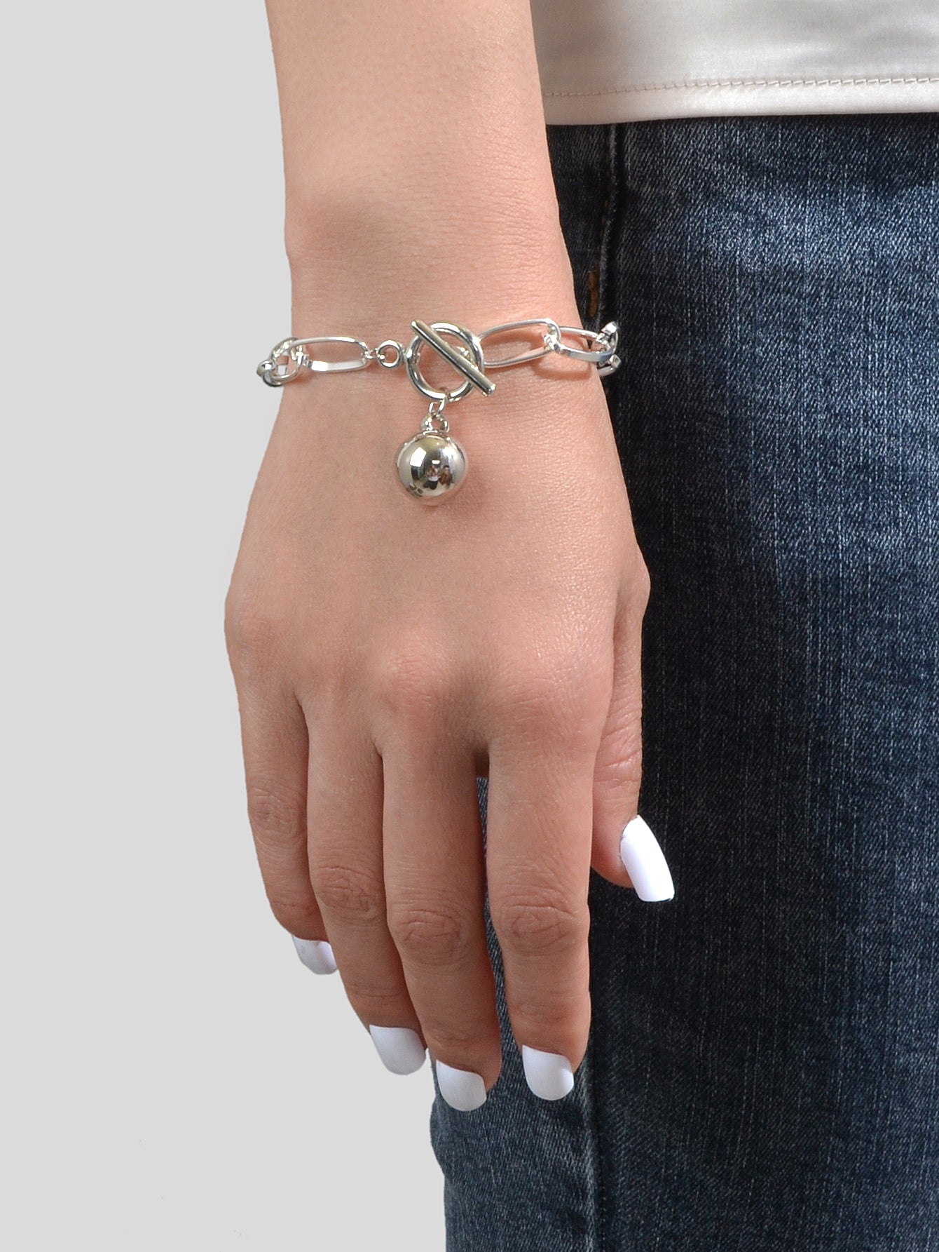 Fashion Jewellery Silver Chain Beads Charm Bracelet Minimalist Women Accessories-3