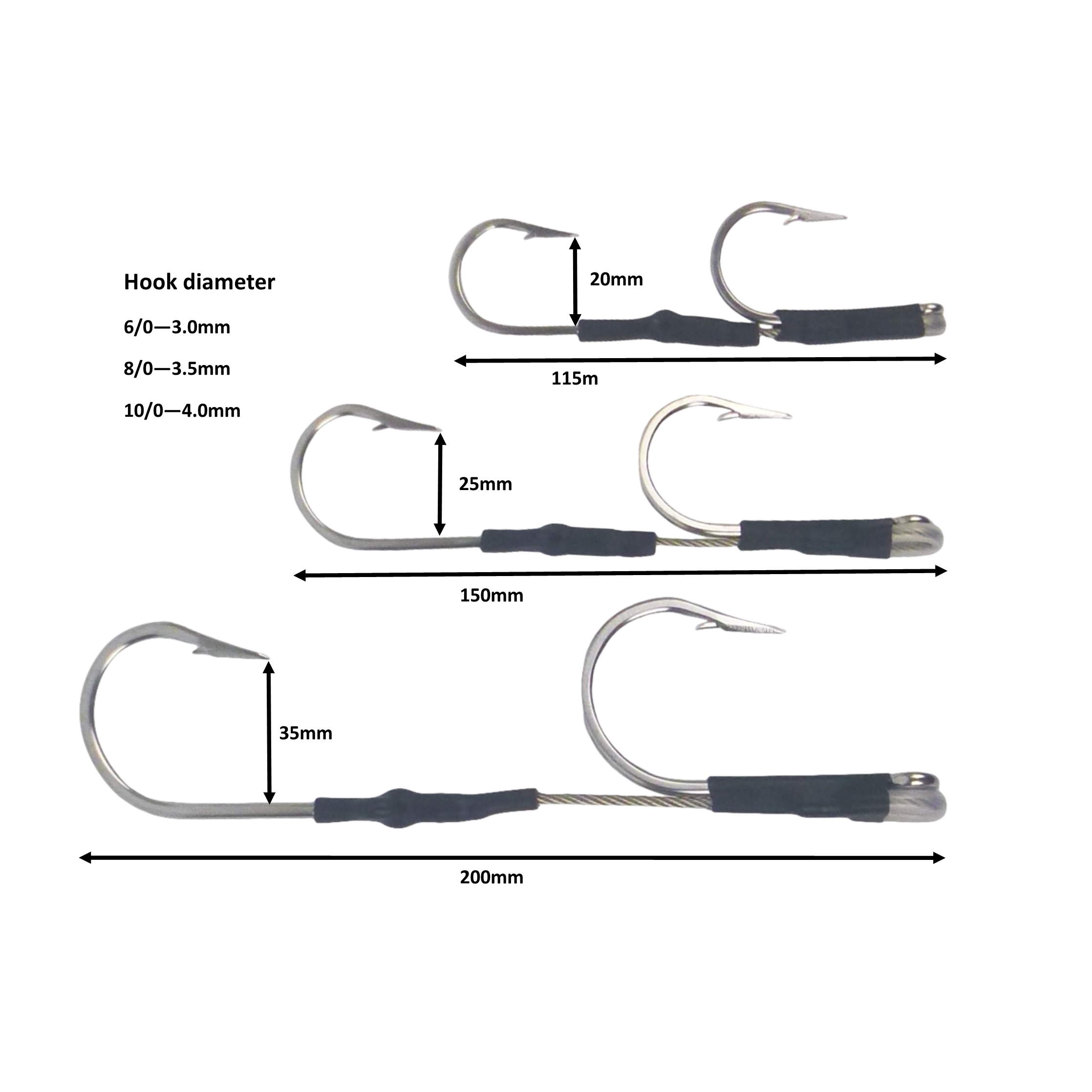 Swimerz Jigging & Trolling Hooks, Inline Double, 6/0, Qty 3-1