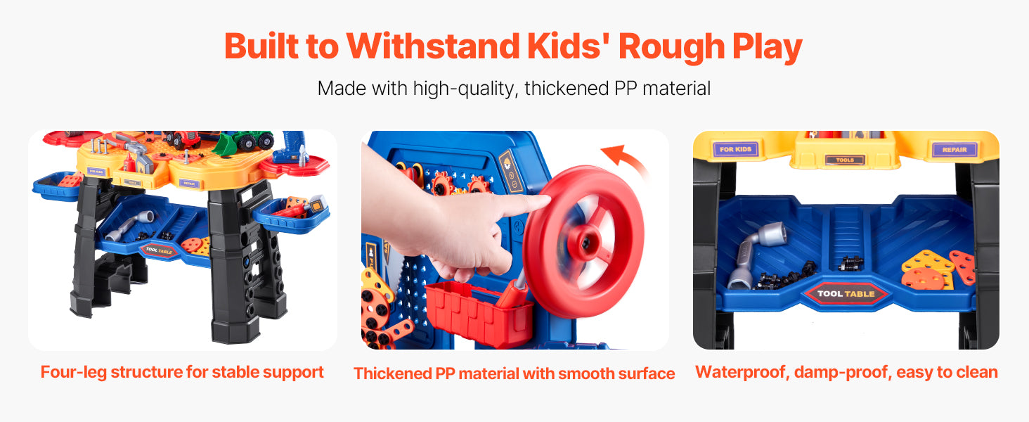 SucceBuy 181 pcs Kids Tool Bench Realistic Transformable Tool Set with Toddler Bench Pretend Play Learning Gift for Children Toy