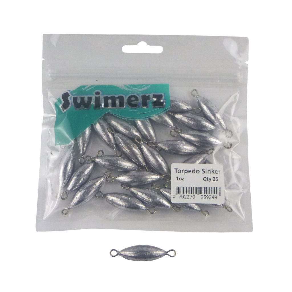 Swimerz 1oz Torpedo Trolling Sinker, Lead 25 Pack-1