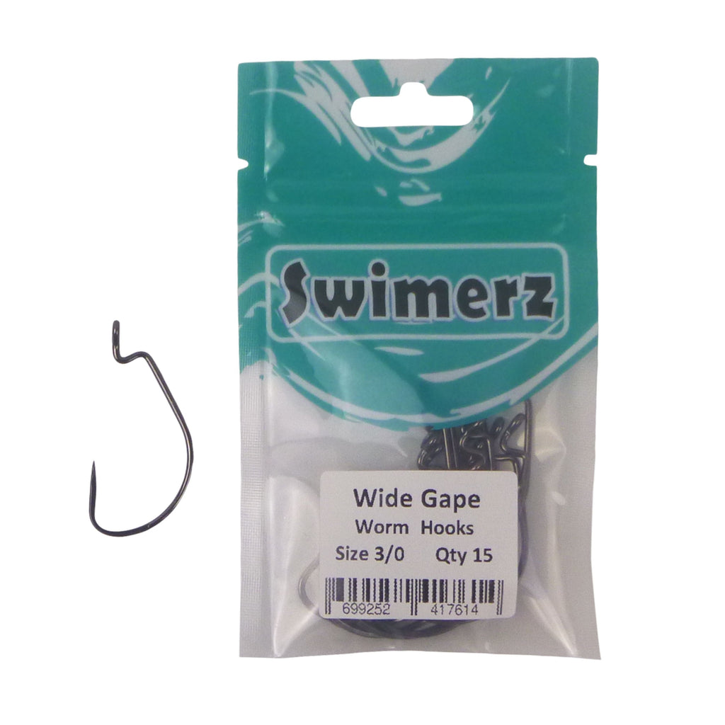 Swimerz 3/0 Wide Gape Worm Hook 15 Pack-1